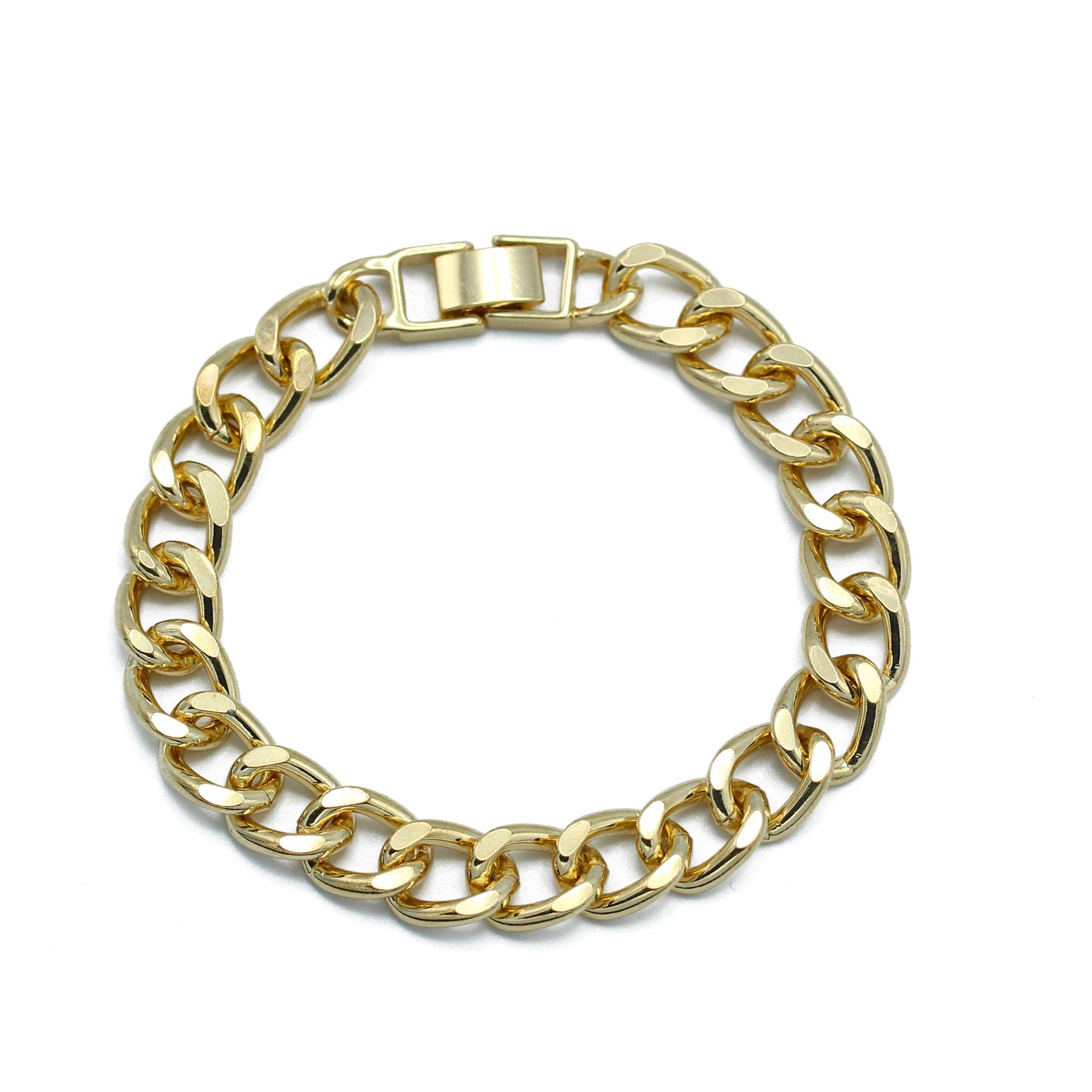 GOLD FLAT CURB CHAIN BRACELET #HNB90466GD (XD17,NA6)