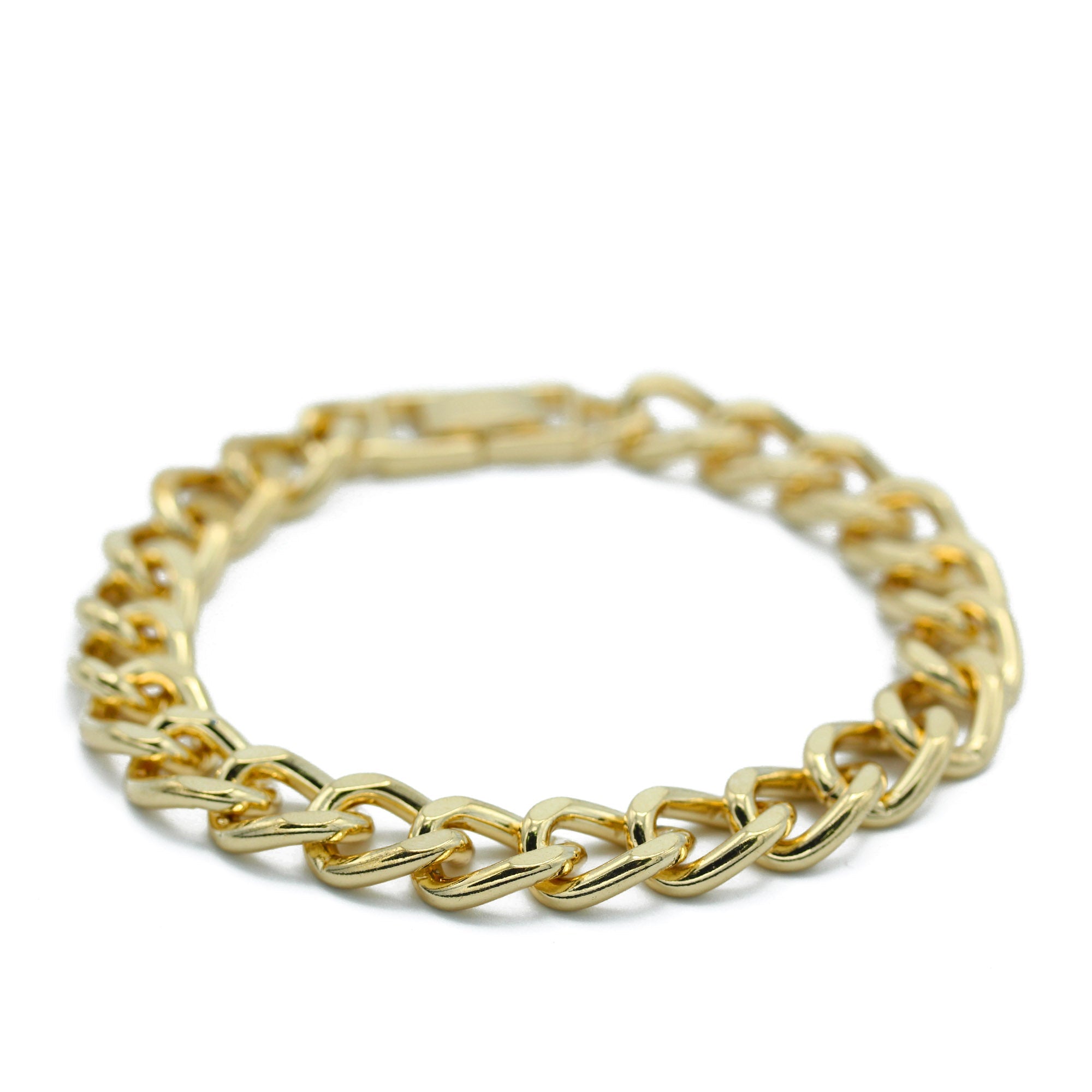 GOLD FLAT CURB CHAIN BRACELET #HNB90466GD (XD17,NA6)