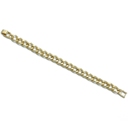 GOLD FLAT CURB CHAIN BRACELET #HNB90466GD (XD17,NA6)