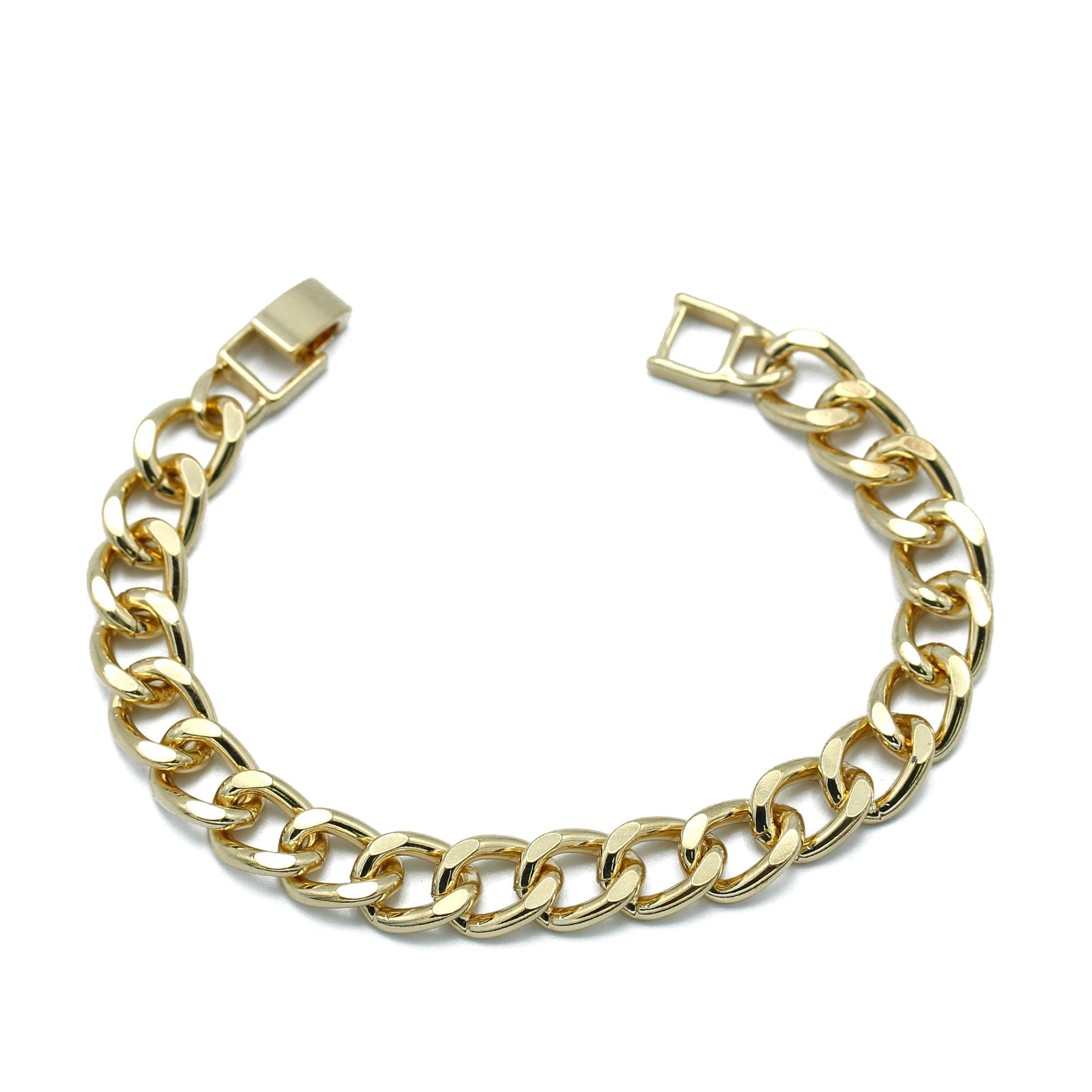 GOLD FLAT CURB CHAIN BRACELET #HNB90466GD (XD17,NA6)