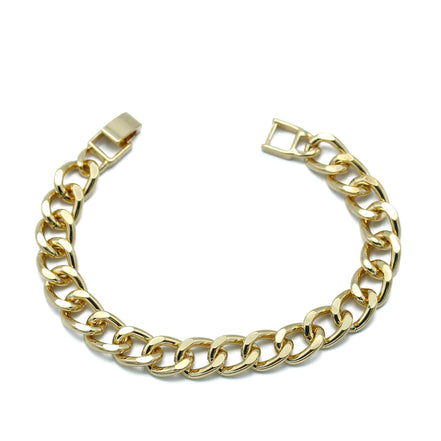 GOLD FLAT CURB CHAIN BRACELET #HNB90466GD (XD17,NA6)