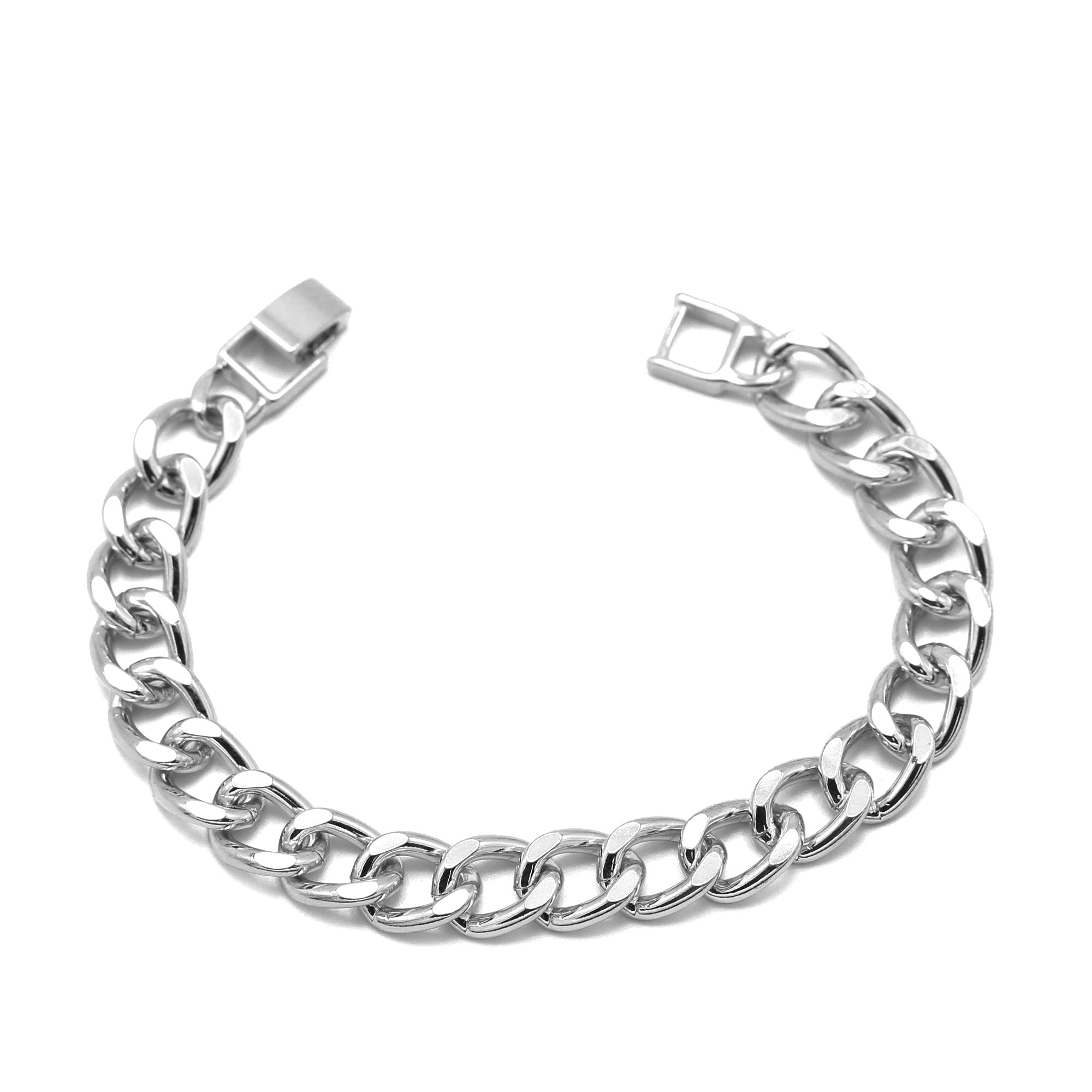 SILVER FLAT CURB CHAIN BRACELET #HNB90466SL (XD17,NA5)