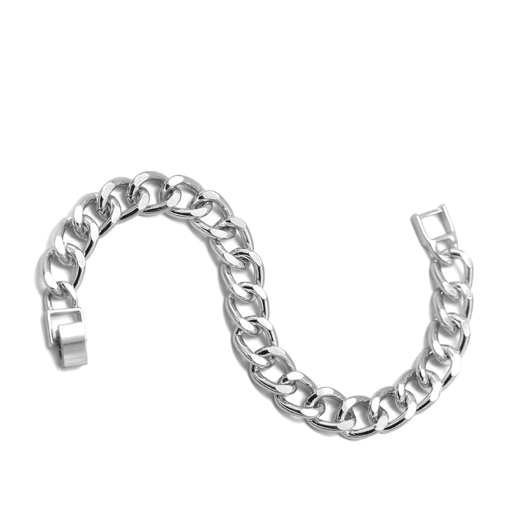 SILVER FLAT CURB CHAIN BRACELET #HNB90466SL (XD17,NA5)
