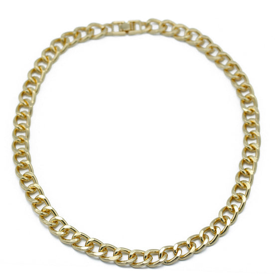 Gold Flat Curb Chain Necklace #HNN90530-1GD (SHE1)