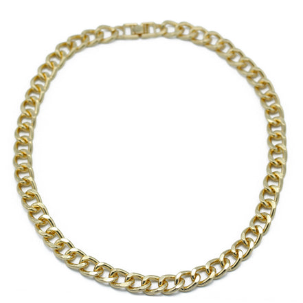 Gold Flat Curb Chain Necklace – Sleek & Stylish Unisex Jewelry 18" #FW1202518 (XD21)