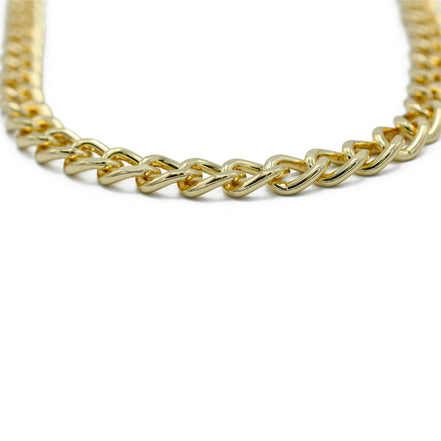 Gold Flat Curb Chain Necklace – Sleek & Stylish Unisex Jewelry 18" #FW1202518 (XD21)