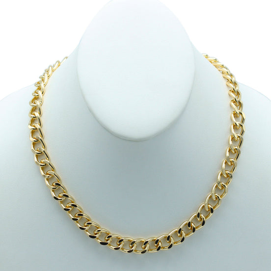 Gold Flat Curb Chain Necklace – Sleek & Stylish Unisex Jewelry 18" #FW1202518 (XD21)