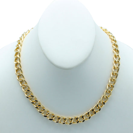 Gold Flat Curb Chain Necklace – Sleek & Stylish Unisex Jewelry 18" #FW1202518 (XD21)