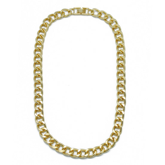 Gold Flat Curb Chain Necklace #HNN90530-1GD (SHE1)