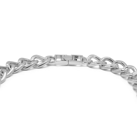 SILVER FLAT CURB CHAIN NECKLACE #HNN90530-1SL(XB17/SHD1)