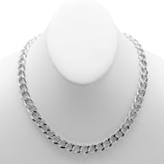 SILVER FLAT CURB CHAIN NECKLACE #HNN90530-1SL(XB17/SHD1)
