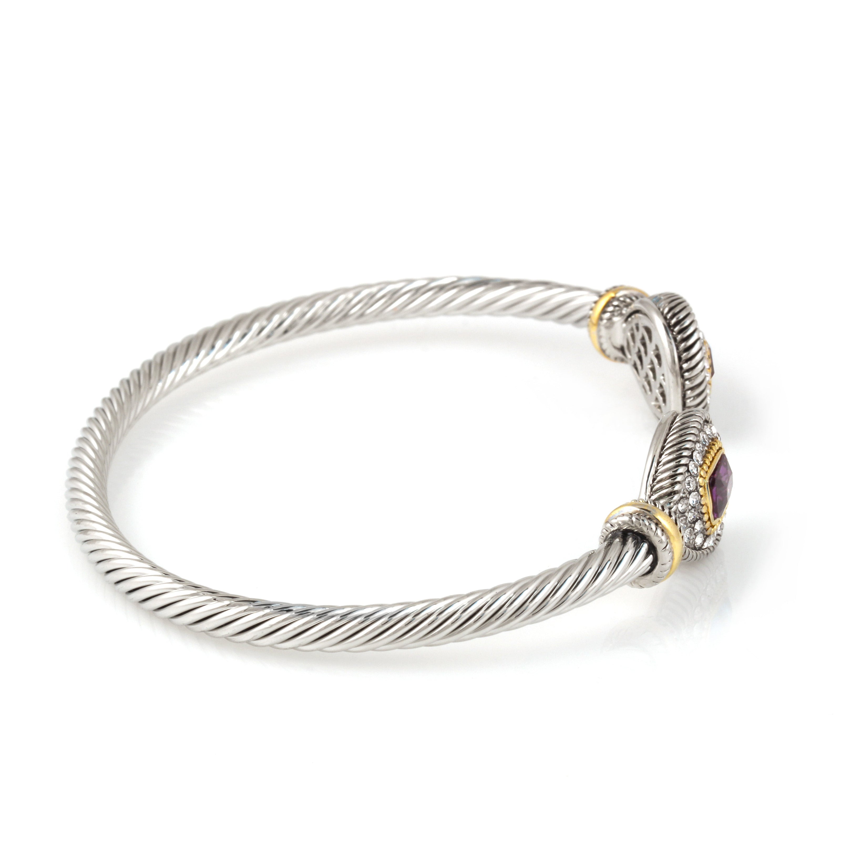 TWO TONE PAVE CLASSIC CABLE BRACELET # 73024BR