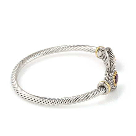 TWO TONE PAVE CLASSIC CABLE BRACELET # 73024BR