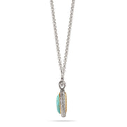 TURQUOISE TWO TONE PAVE CRYSTAL ENGRAVED PENDANT NECKLACE 93013EH-TQ