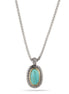 TURQUOISE TWO TONE PAVE CRYSTAL ENGRAVED PENDANT NECKLACE 93013EH-TQ