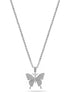 SILVER BUTTERFLY PENDANT PAVE CRYSTAL CHAIN NECKLACE#SQGN-20210250SIL (DF3)