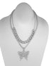 SILVER BUTTERFLY PENDANT PAVE CRYSTAL AND CURB CHAIN  NECKLACE#SQGN-20210204SIL (EE2 , EE3)