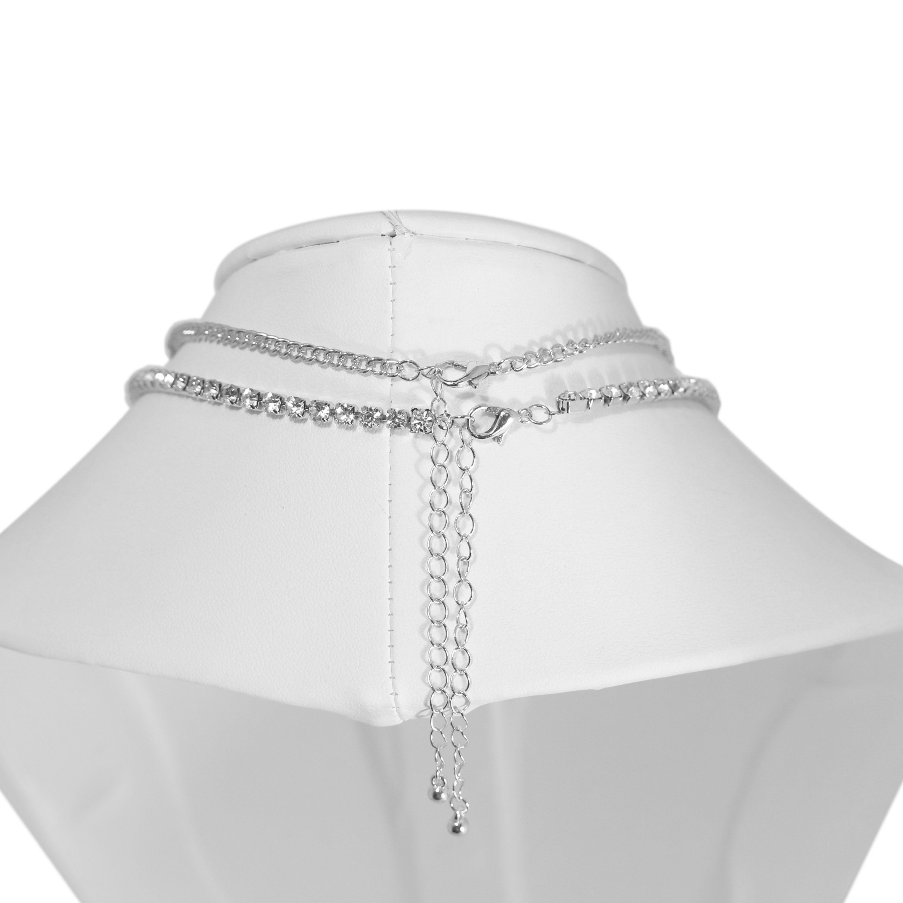 SILVER BUTTERFLY PENDANT PAVE CRYSTAL AND CURB CHAIN  NECKLACE#SQGN-20210204SIL (EE2 , EE3)