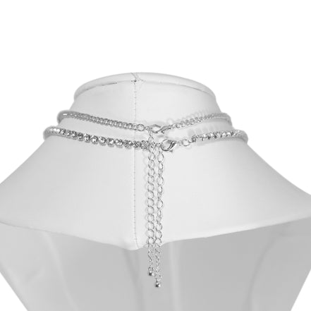 SILVER BUTTERFLY PENDANT PAVE CRYSTAL AND CURB CHAIN  NECKLACE#SQGN-20210204SIL (EE2 , EE3)