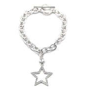 SILVER CHAIN WITH CRYSTAL STAR CHARM BRACELET  #FW-SS22259BR02 (SHBE7)