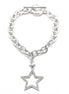 SILVER CHAIN WITH CRYSTAL STAR CHARM BRACELET  #FW-SS22259BR02 (SHBE7)