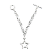 SILVER CHAIN WITH CRYSTAL STAR CHARM BRACELET  #FW-SS22259BR02 (SHBE7)