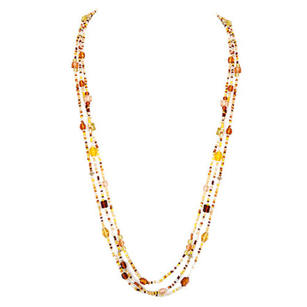 Yellow and Brown Mixed Seed Beaded Necklace Set of 3pcs