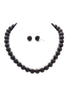 Black Glass Pearl Necklace and Stud Earrings Set