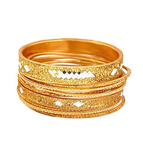 Glittering Shiny Gold Bangles Set of 10pcs