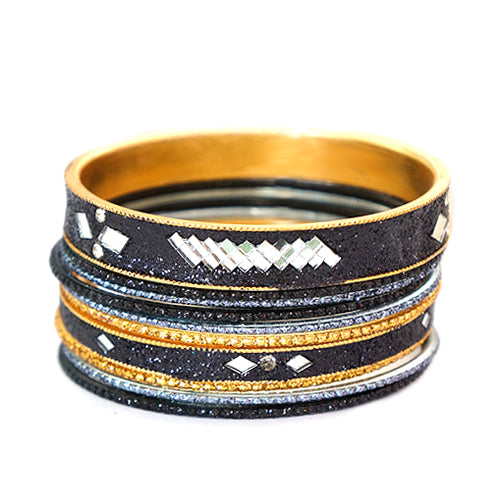 Glittering Shiny Gold Mixed Bangles Set of 10pcs