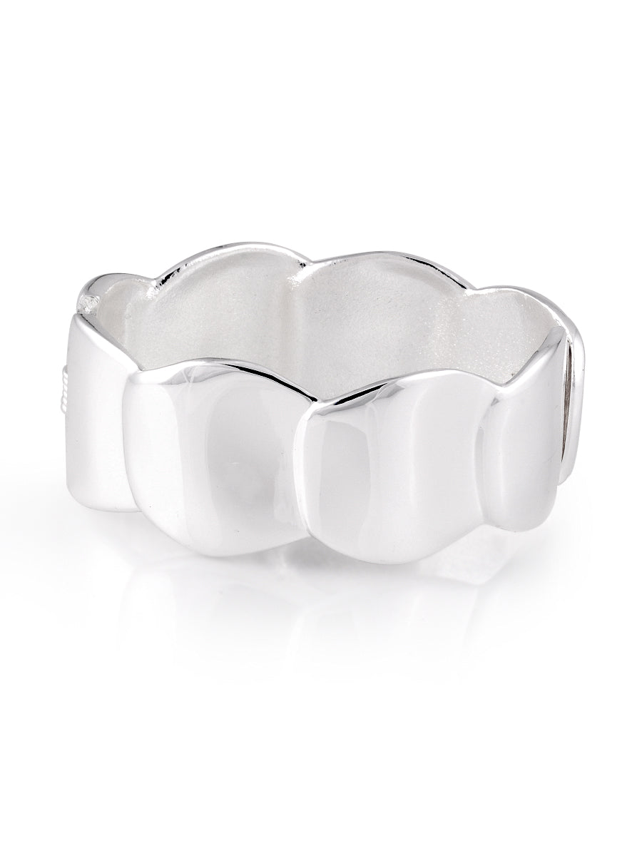 Shiny Silver Wave Shape Hinged Bracelet