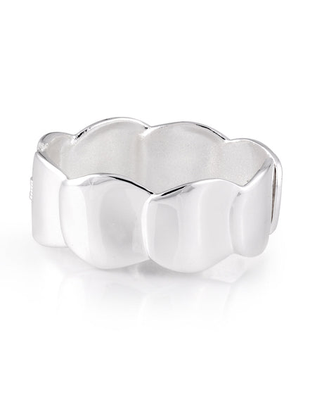 Shiny Silver Wave Shape Hinged Bracelet