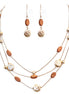 Hammered Gold Bead with Wood Necklace and Earrings Set