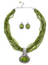 Olive Beads Pendant Necklace And Earring Set