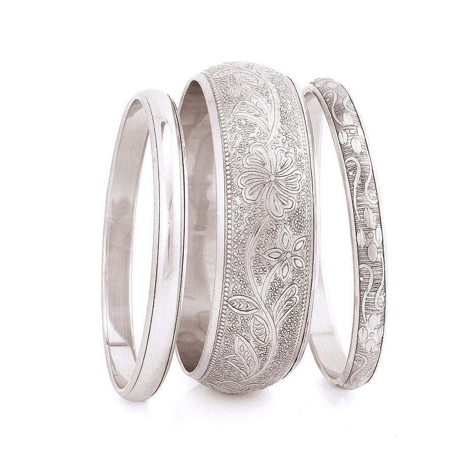 Silver Plated Three Piece Bangles