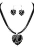 Black Heart Pendant Necklace and Earrings Set