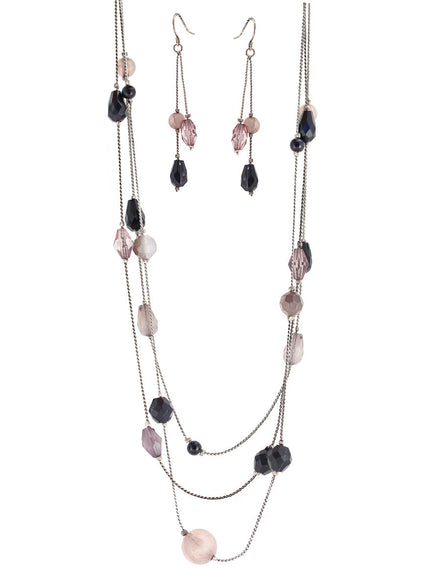 SILVER-PURPLE NECKLACE AND EARRINGS SET  #ADX6407292 (SHBE1/NG16)