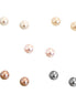 Pink Gray Cream Brown Mixed Glass Pearl Classic Earrings Set of 5pcs