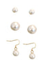 Cream Glass Pearl Classic Earrings Set of 3pcs
