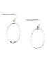 Silver Hammered Open Oval Earrings