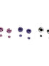Pink Purple Hematite Round Glass Crystal Stud Earrings Set of 3pcs