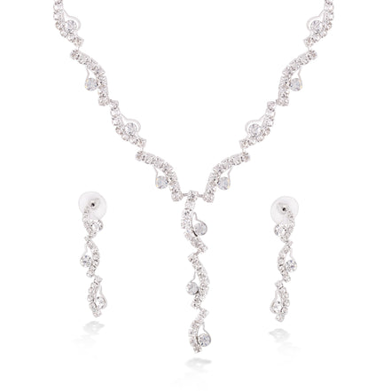 Silver-Tone Metal Earrings And Adjustable Lobster Claw Closure Necklaces