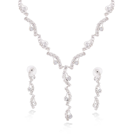 Silver-Tone Metal Earrings And Adjustable Lobster Claw Closure Necklaces