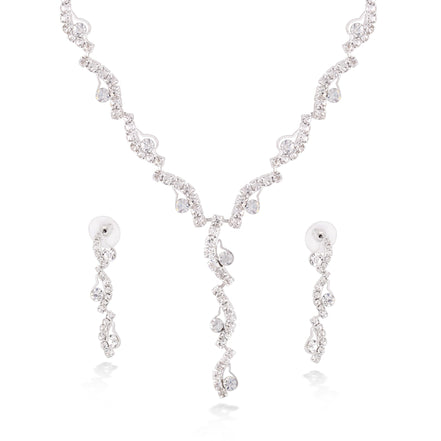 Silver-Tone Metal Earrings And Adjustable Lobster Claw Closure Necklaces