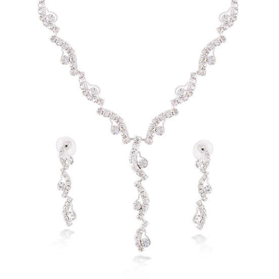 Silver-Tone Metal Earrings And Adjustable Lobster Claw Closure Necklaces