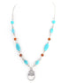 Turquoise and Brown Beaded Silver Necklace