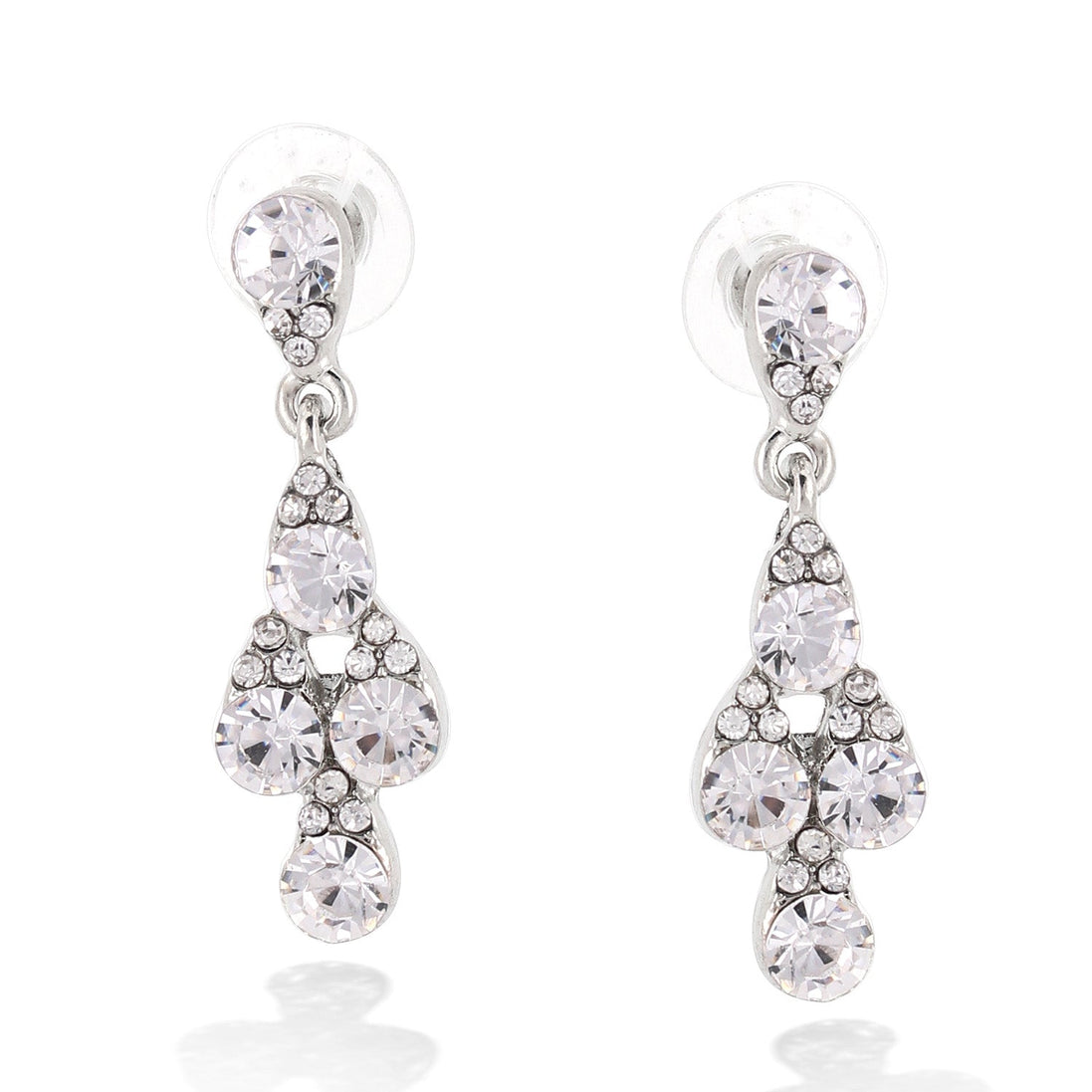 Silver-Tone Metal Crystal Drop Earrings