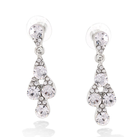 Silver-Tone Metal Crystal Drop Earrings