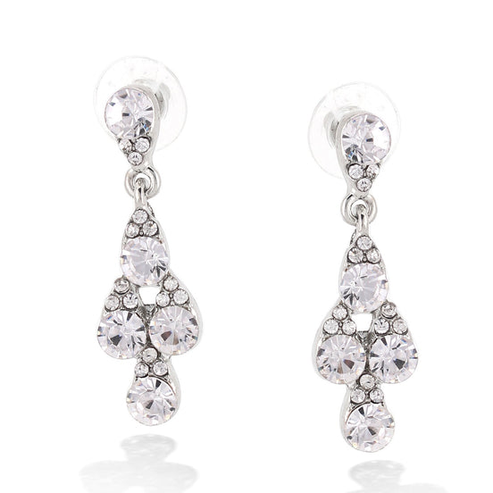 Silver-Tone Metal Crystal Drop Earrings