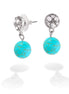 Silver Plated Turquoise Bead And White Crystal Earring